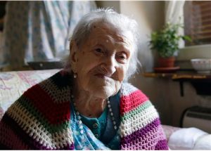 In this June 26 photo, Emma Morano, 115, sits in her apartment in Verbania, Italy. Morano and Susannah Mushatt Jones, also 115, of the Brooklyn borough of New York, are believed to be the last two people in the world with birthdates in the 1800s. AP Photo/Antonio Calanni