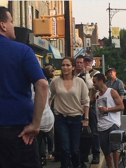 Jennifer Lopez hits the streets of Bay Ridge Wednesday to film “Shades of Blue,” her new NBC TV cop drama. Photo by a Brooklyn resident, used with his permission