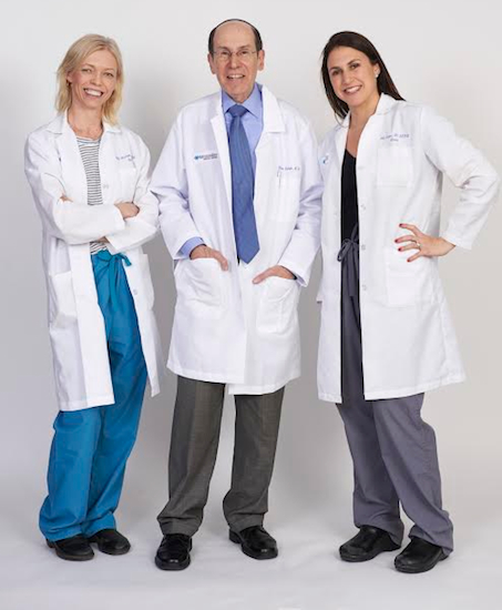 The team of specialists at the Jaffe Stroke Center at Maimonides is led by Dr. Steven Rudolph, Nurse Practitioner Holly Morhaim (left) and Nurse Practitioner Jill Slater. Photo courtesy Maimonides Medical Center
