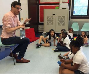 World-renowned illustrator and author Brian Selznick read “Where the Wild Things Are” to Maurice Sendak Community School students. Photos: Maurice Sendak Foundation, Inc.