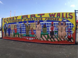 Thor Equities is transforming one of its Coney Island properties into an outdoor museum called Coney Art Walls — until autumn. Eagle photos by Lore Croghan