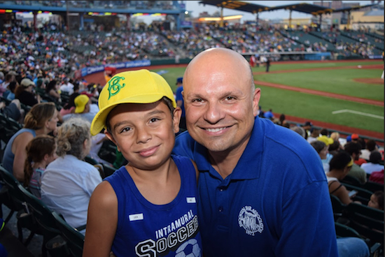 Brooklyn Bar Association President Arthur L. Aidala and his son Luca were two of 90 people to join the bar association in Coney Island to watch the Brooklyn Cyclones in action on Wednesday night. Eagle photos by Rob Abruzzese.