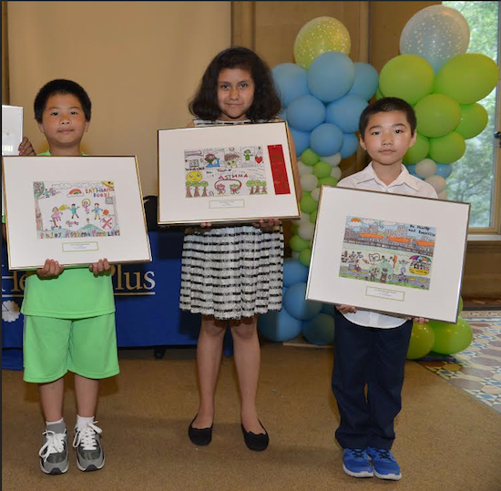 Aaron Lin, Sofia Analco, and Leo Dang (left to right) were all rewarded for their creative posters. Photo courtesy HealthPlus Amerigroup