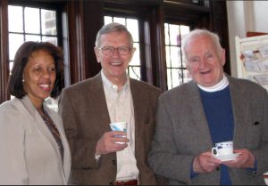 The Rev. Goldy Sherrill, at right, is pictured with parishioners Marilyn Grant and Vernon Vig. Eagle file photo by Francesca Norsen Tate