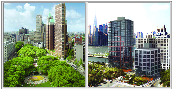 Library rendering courtesy of Marvel Architects (left); Pier 6 rendering courtesy of ODA/RAL Development Services/Oliver’s Realty Group