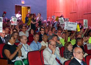 A passionate crowd packed Thursday night's Pier 6 hearing. Photo by Mary Frost