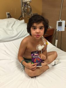 Brave little Pietro Scarso receives his first infusion of an experimental new drug.