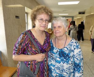 Dr. Joyce Singer, left, daughter of one of the residents, and Nancy Richardson, who visits her friend at the Prospect Park Residence every week, attended a hearing about the seniors’ plight in June.  Photo by Mary Frost