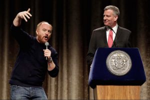 Aides to Mayor Bill de Blasio confirmed Wednesday that comedian Louis C.K. (r.) has been shadowing de Blasio as research for a project. AP Photo/Richard Drew, File