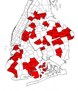 The West Nile virus has spread to ten zip codes in Brooklyn, and on Sunday city health officials confirmed that a Brooklyn man was the first in the city to be hospitalized with viral meningitis. Graphic courtesy of the NYC Department of Health