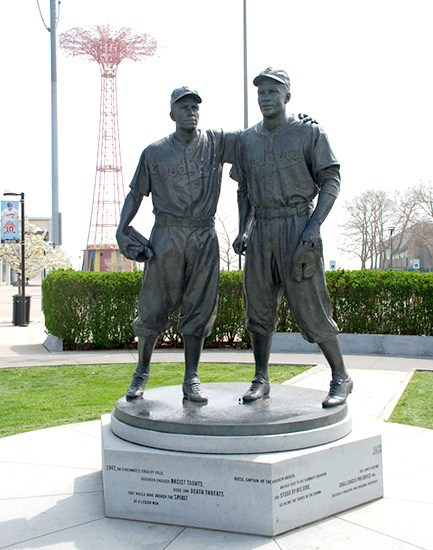 Should Brooklyn have a bigger Jackie Robinson statue? The above statue of Brooklyn Dodgers Jackie Robinson and Pee Wee Reese sits at MCU Park in Coney Island.