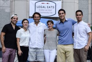 Members of the Brooklyn Law Entrepreneurship Club hosted the first ever Legal Eats in the courtyard of the Brooklyn Law School on Wednesday. Pictured left to right: Ben Brash, Daria Spieler, Dan Chertok, Lili Rogowsky, Michael Seiden and Amir Kadri. Eagle photos by Rob Abruzzese.