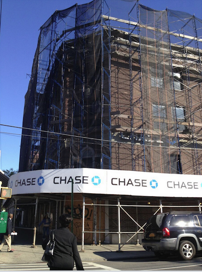 The Mermaid Avenue Chase branch was four stories tall when this photo was taken in October 2013, a year after Superstorm Sandy. Eagle photos by Lore Croghan
