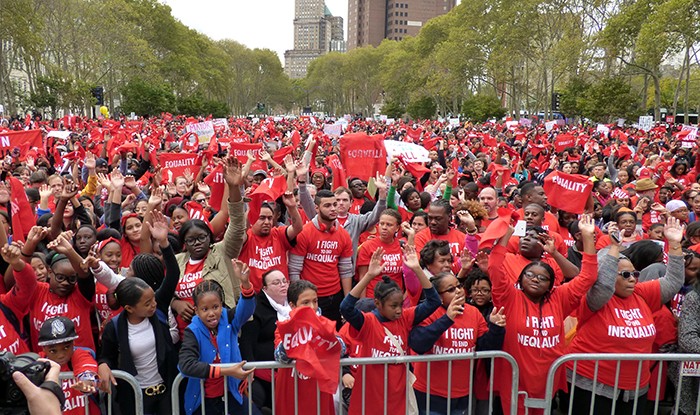 Roughly 15,000 charter school supporters attended the rally, many from the Success Academy network. Photo by Mary Frost
