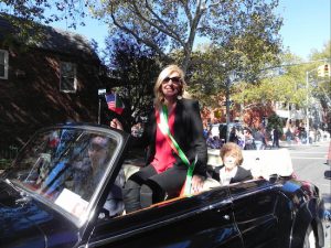 Hon. Patricia DiMango, star of “Hot Bench,” was one of three grand marshals in the Brooklyn Columbus Day Parade in Bensonhurst on Saturday. Eagle photos by Paula Katinas