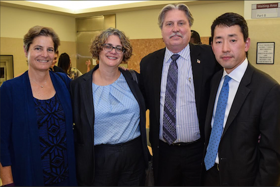 The Brooklyn Family Court hosted its annual Teen Day where its goal is to help kids in foster care (from left): Hon. Jacqueline Deane, Supervising Judge Amanda E. White, court clerk Robert Ratanski and Hon. Dean Kusakabe, chair of the Teen Day committee. Photos by Rob Abruzzese.