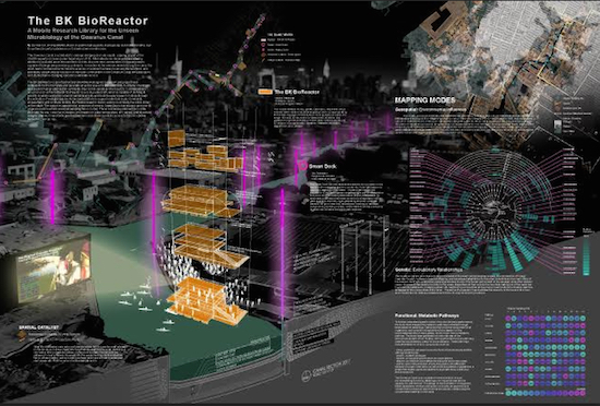 First Prize: The BK BioReactor. Team: Nelson Byrd Woltz Landscape Architects (Matthew Seibert and Ian Quate) and Weill Cornell Medical College (Elizabeth Henaff); New York City. Image courtesy of Gowanus by Design