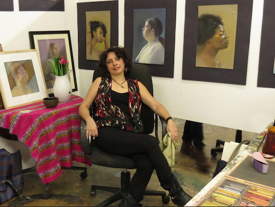 Brooklyn Daily Eagle court sketch artist Alba Acevedo will feature her portrait art​ at this weekend’s Gowanus Open Studios. Photo courtesy of Alba Acevedo