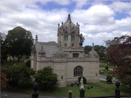 The New York Landmarks Conservancy believes the Warren & Wetmore Chapel at Green-Wood Cemetery should be landmarked — but not the entire cemetery. Eagle photos by Lore Croghan