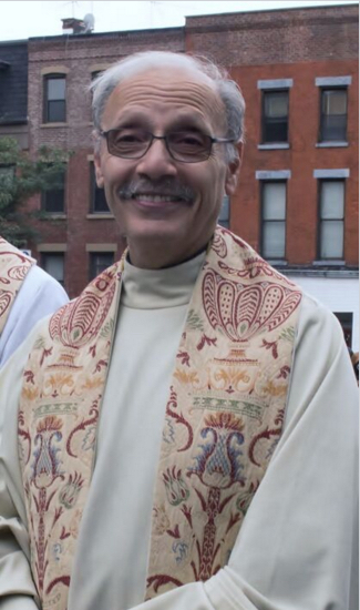 Monsignor Guy Massie, pictured at last month’s Congrega Maria SS Addolorata Procession around Carroll Gardens. Brooklyn Eagle Photo by Francesca N. Tate