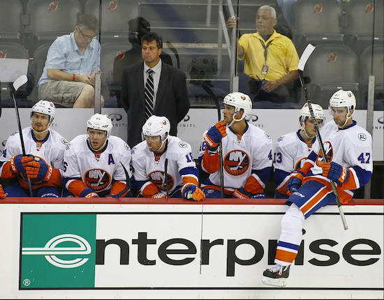 With his 23-man roster set, Islanders coach Jack Capuano will lead his team into Friday night’s historic season opener at Downtown’s Barclays Center against the defending Stanley Cup champion Chicago Blackhawks. AP Photo