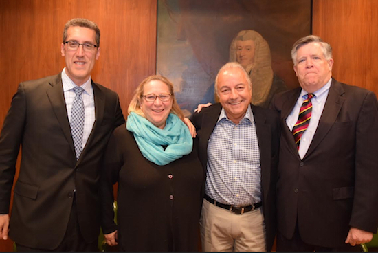 The Kings County Criminal Bar Association and its president Michael Farkas (left) welcomed (left to right) Susan G. Kellman, Jerry Capeci and Gerald J. McMahon for a CLE seminar on trial tactics in an organized crime case. Eagle photo by Rob Abruzzese.