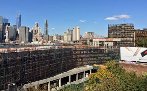 The advocacy group Save The View Now says a land survey shows that the penthouse atop the controversial Pierhouse development in Brooklyn Bridge Park extends almost 20 feet into the protected Scenic View Plane.  Photo by Kevin Jones