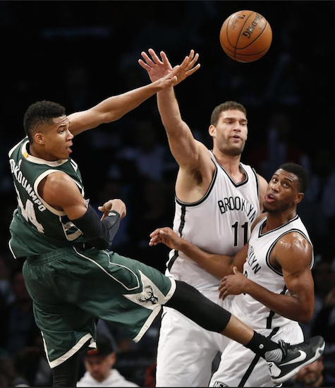 Brook Lopez got in late foul trouble and the Brooklyn Nets fell to 0-4 with Monday night’s setback against Milwaukee at Downtown’s Barclays Center. AP photo