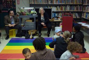 Assemblymember Helene Weinstein meets some of her youngest constituents at a local library. Photo courtesy of Assemblymember Weinstein’s Office