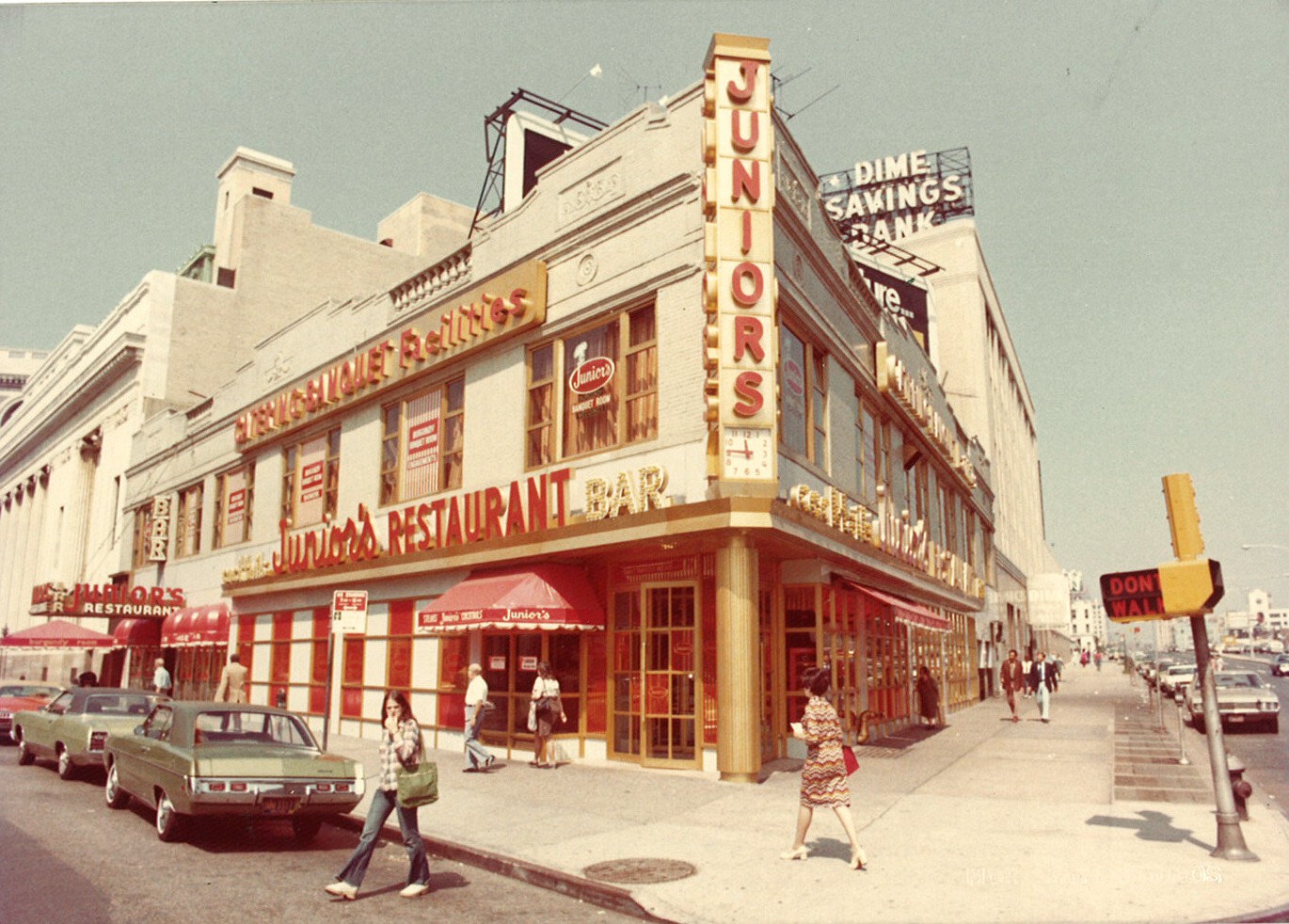 This vintage photo shows Junior’s -- at the corner of Flatbush Avenue Extension and DeKalb Avenue -- back in the day, looking exactly as it does today.  Photo courtesy of Junior’s