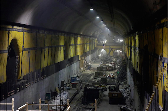 Contractors work on the East Side Access project beneath Midtown Manhattan on Wednesday. AP Photos/Mary Altaffer