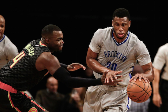 Thaddeus Young hit the go-ahead free throws with 1.4 seconds remaining Tuesday night as the Nets pulled out their first home win of the season, 90-88, over visiting Atlanta at Downtown’s Barclays Center. AP photo