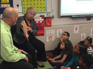 NYC Schools Chancellor Carmen Fariña announced the NYC Reads 365 initiative at PS 133 in Brooklyn with New York City-based children’s book author Jon Scieszka. Photo courtesy of the NYC Department of Education.