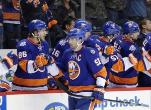 John Tavares celebrated his Bobblehead Night at Barclays Center with two goals and an assist in the Islanders’ 5-2 win over Arizona on Monday night. AP photo