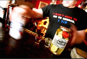 The pickleback drink was created at Bushwick Country Club in East Williamsburg. Photos courtesy of Bushwick Country Club