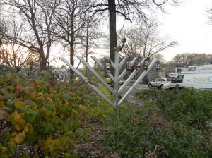 The vandalized Menorah was replaced by the members of Chabad of Bay Ridge. Eagle photo by Paula Katinas