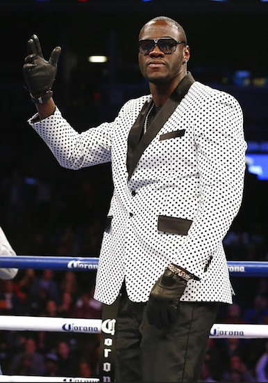 WBC champion Deontay Wilder, shown here making an appearance during last weekend’s fight card at Downtown’s Barclays Center, will defend his belt here on Jan. 16, marking the first heavyweight title fight in Brooklyn since 1900. AP photo
