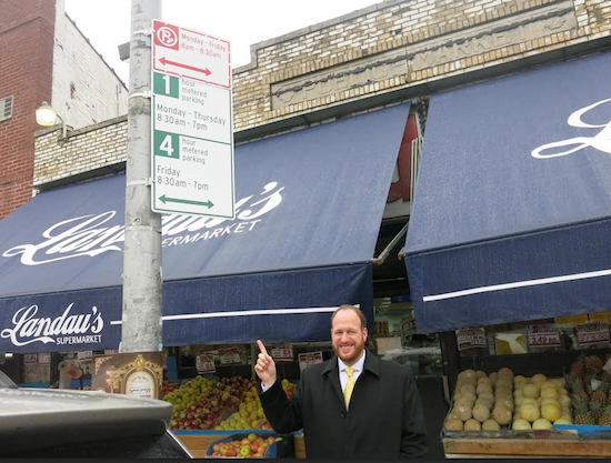 Councilmember David G. Greenfield says the new parking rules on Borough park’s commercial streets will greatly help Jewish motorists on the Sabbath. Photo courtesy of Greenfield’s office