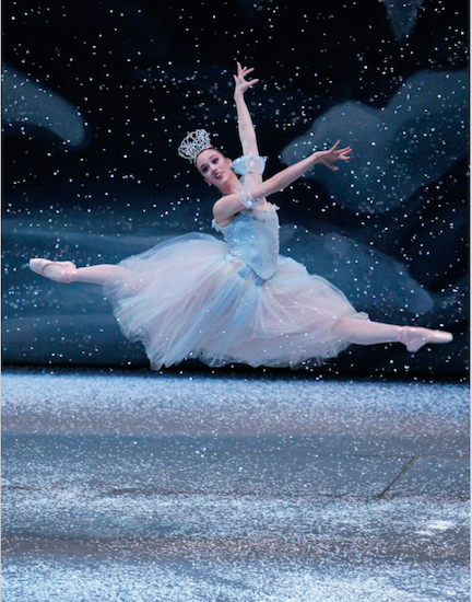 Mary Elizabeth Sell performing the role of a Snowflake in George Balanchine’s “The Nutcracker.” Photos: Paul Kolnik