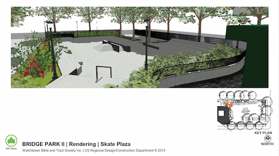 The Watchtower's Design and Construction Department drew up this design for a skate plaza at Bridge Park II, which the religious organization agreed to renovate a decade ago. Drawings courtesy of Jehovah's Witnesses