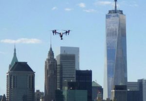 The Brooklyn Eagle captures a photo of a drone that was caught peering into a Brooklyn Heights high-rise this past August. Eagle photo by Mary Frost