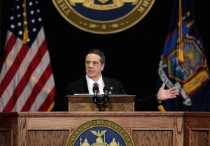 New York Gov. Andrew Cuomo delivers his State of the State address and executive budget proposal at the Empire State Plaza Convention Center, Wednesday, Jan. 13, 2016, in Albany, N.Y. AP Photo/Mike Groll