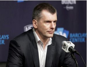 Brooklyn Nets owner Mikhail Prokhorov speaks during an NBA basketball news conference Monday. The Nets reassigned their general manager and fired coach Lionel Hollins on Sunday in the midst of their worst season since moving from New Jersey. AP Photo/Seth Wenig