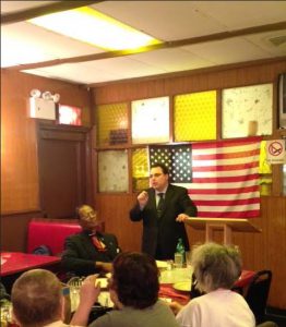 Bob Capano told members of the Brownstone Republican Club that Republicans should offer contrasts and solutions. Photo courtesy of Bob Capano