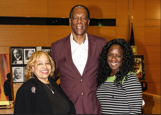 As part of its ongoing Black History Month events, the Kings County Supreme Court hosted legendary radio personality Bob Law for a two-part series on the death of Black Radio. Pictured from left: Hon. Deborah Dowling, Bob Law and Leah Richardson. Photo courtesy of Roderick Randall.