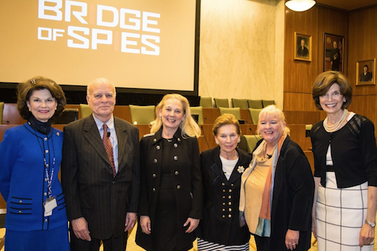 The family of the lawyer played by Tom Hanks in the recent film “Bridge of Spies” took part in a panel discussion prior to a screening of the film. Pictured from left: Hon. Reena Raggi, John Donovan, Beth Amorosi, Jan Amorosi, Mary Ellen Fuller and Chief Judge Carol Bagley Amon. Eagle photos by Rob Abruzzese