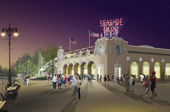 Coney Island Boardwalk’s new amphitheater is slated to open this July, and will be the new permanent home of the free Seaside Summer Concert Series. Renderings courtesy of iStar