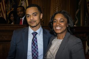 The Haitian American Lawyers Association of New York hosted its second annual installation of the executive committee and board of directors at Borough Hall on Thursday. Pictured is board Chair Emmanuel Depas and Justice Dweynie Esther Paul. Eagle photos by Rob Abruzzese