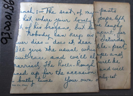 This photo shows a love letter found in 1993, seen at the Lower East Side Tenement Museum this past Monday. As part of an exhibition opening next week, the museum will share rarely told love stories of several former tenants who lived in the cramped conditions of a tenement building at 97 Orchard St. before it became a museum. Lower East Side Tenement Museum via AP