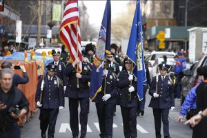 Court police honor a guard on Montague Street at the Annual NY Courts Celts Parade on Friday, March 11. Eagle photos by Andy Katz